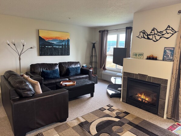 Living room.   With a memory foam pullout couch.