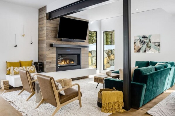 Cozy space with decadent fireplace