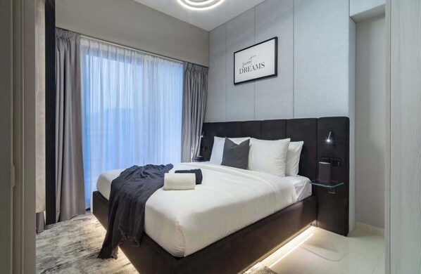 Luxury apartment in Dubai with a modern and cozy design.
