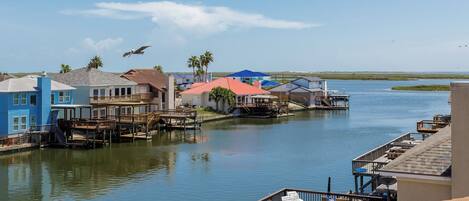 Beautiful waterfront views from the private, living room deck