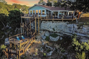 Stairway access down to the water at the back of the property