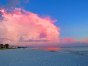 White sands and emerald water six blocks away.