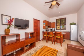 Living area and kitchen with open concept