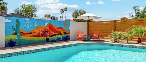 You can enjoy a dip in our shimmering pool most months of the year due to Arizona's warm climate.  The pool depth ranges from 3 to 7 feet.