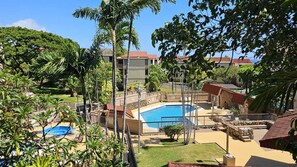 View from the floor to ceiling windows. Resort lifestyle at Makaha. SECOND FLOOR