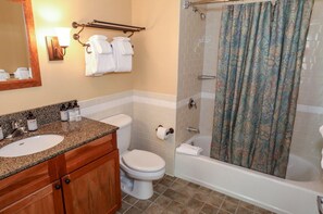Freshen up in your lovely bathroom. 