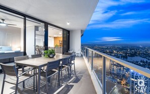 Refreshing scenery in the balcony area with the river and the city views