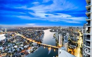 Spectacular views of the river and the city from the balcony