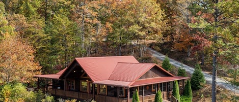 Drone shot of cabin