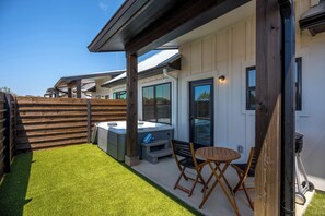 Relax in the backyard oasis.