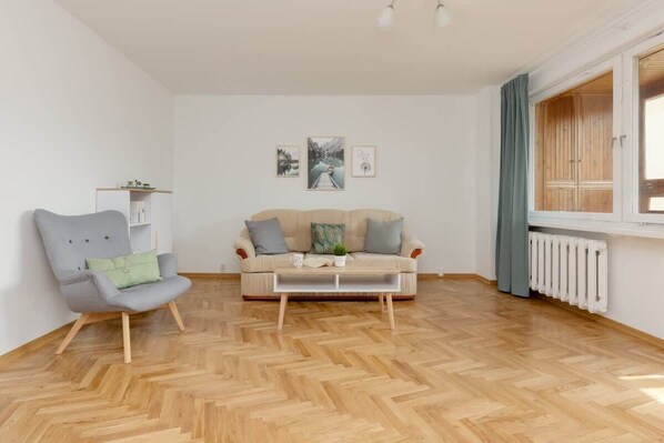 Spacious living room with full equipment. 