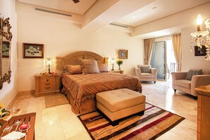 Unwind at any time of day with a grand and luxurious ambiance in our master bedroom completed with a breathing coastal view!