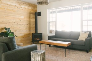 One of two fireplaces to get cozy by