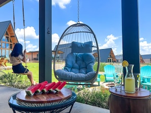 Relax yourself on our hanging egg chair and/or porch swing overlooking Gruene Lake and enjoy a good novel. We have a collection of books for children and adults!