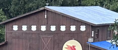 Aerial view of barn