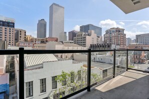 Spacious balcony overlooking Downtown New Orleans