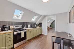 Skylights throughout the unit give an open and airy feel, with plenty of light