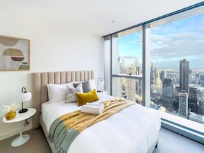 Bedroom with amazing skyline view