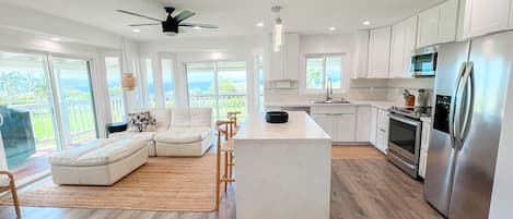 Full kitchen with ocean views