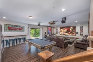 Pool Table and 100" QLED 4K Screen, with 7.2 Premium Sound