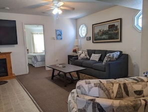 Downstairs living room, new sofa bed.