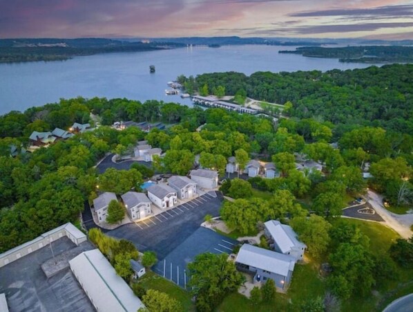 Victory Pointe Resort Aerial View, lake is a very near.