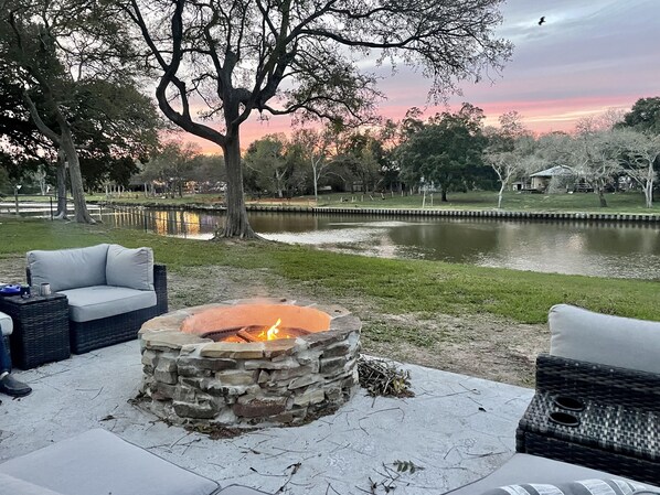 Enjoy sitting by the fire and watching some beautiful sunsets!