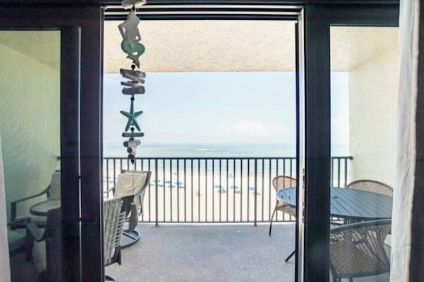 Direct gulf view from living room & balcony