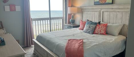 Oceanfront Master Bedroom with King size bed.  Private bath.  Juliet Balcony.