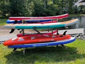 The house boasts 7 paddleboards, 1 double kayak and 4 kids kayaks