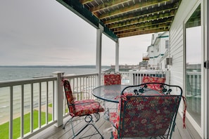 Condo Exterior | Furnished Balcony | Beach & Lake Views