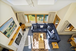 Looking at the living room from the loft area.