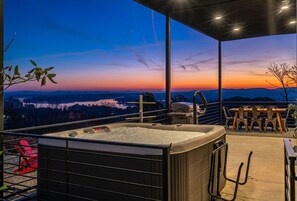 Enjoying the sunset from the hot tub