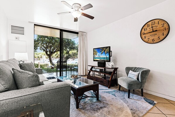 Large flat screen TV in the living room