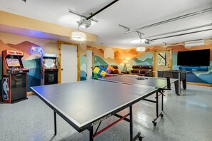 Keep the fun going with ping pong, NBA Jam, and more in this air-conditioned, color-splashed play space for all ages.