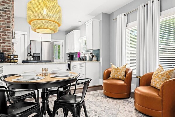 Relish extra seating options along with our dining set designed to accommodate four people.
