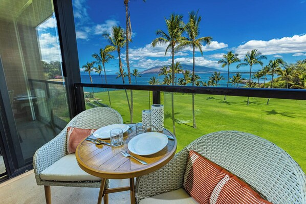 Stunning ocean and island views from private lanai.