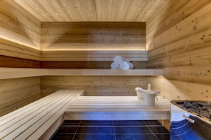 Large indoor sauna for relaxation with deep heat