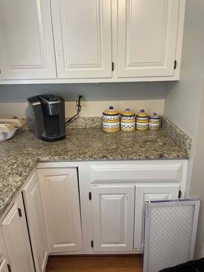 Cute little kitchen with keurig coffee maker!