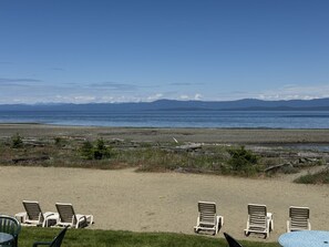 Private sandy beach area for guests 