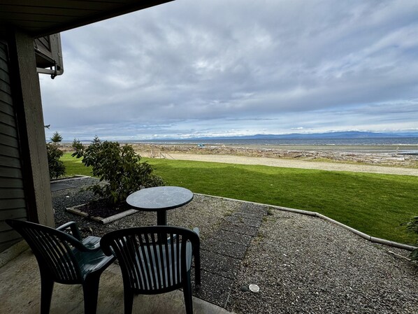 Private covered patio and common property
