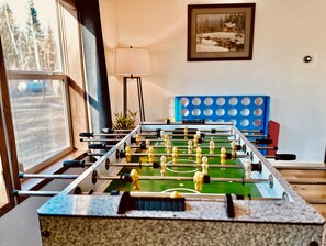Family Room with Board games, Giant connect 4 and Foosball table