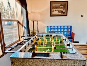Family Room with Board games, Giant connect 4 and Foosball table