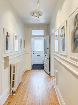 Gallery hallway looking towards the front door. 
