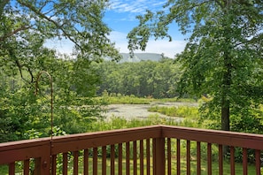 View of the pond and trails at Wachusett from the back deck.