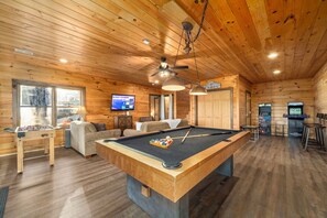 [Basement: Game Room] 55" Smart TV, Pool Table, NFL Blitz, 12-in-1 Arcade
