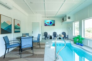 Come watch your favorite shows while your little ones splash and play in our indoor pool after a long day on the trails. Our pool is professionally cleaned before you arrive.