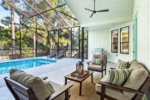 Covered and Enclosed Pool Deck with Outdoor Living Space!!