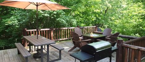 OVERVIEW:  The large backyard deck in the summer.