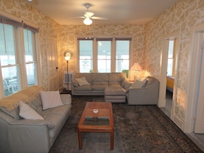 OVERVIEW: The very comfy living room with a great view of Crystal Lake!